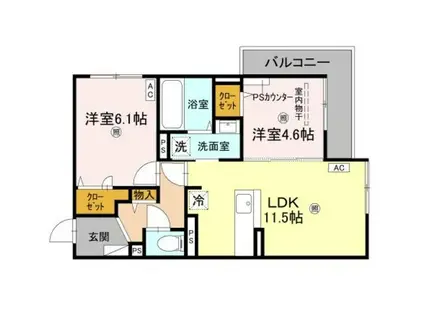 シーグレース浜甲子園(2LDK/3階)の間取り写真