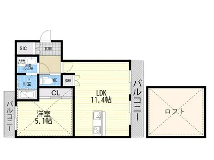 MICAELENOKURAKUEN(1LDK/1階)の間取り写真