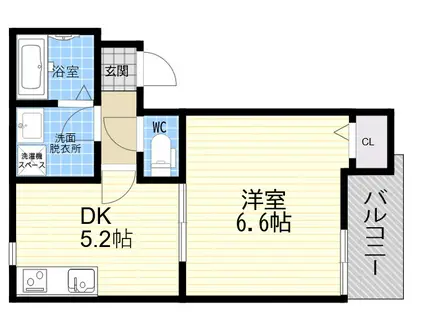 ペルルブランシェ九番町(1DK/1階)の間取り写真