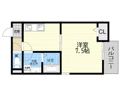ペルルブランシェ九番町(1K/3階)の間取り写真