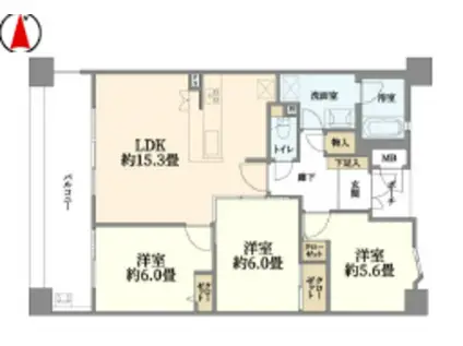サンメゾン西宮北口ヴァンエレーブ(3LDK/3階)の間取り写真