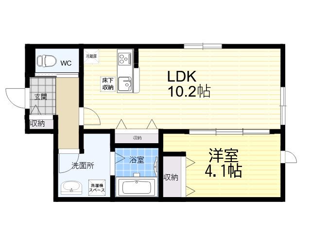 オリビア苦楽園(1LDK/1階)の間取り写真
