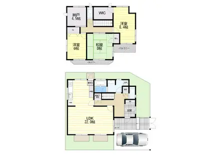 阪急今津線 門戸厄神駅 徒歩8分 2階建 築32年(3SLDK)の間取り写真