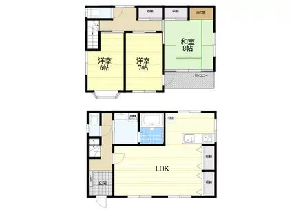 阪神本線 甲子園駅 徒歩14分 2階建 築41年(3LDK)の間取り写真