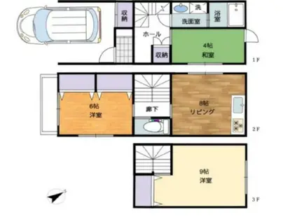 阪急甲陽線 苦楽園口駅 徒歩19分 3階建 築29年(3DK)の間取り写真