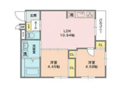 ヴェルデ大森(2LDK/3階)の間取り写真