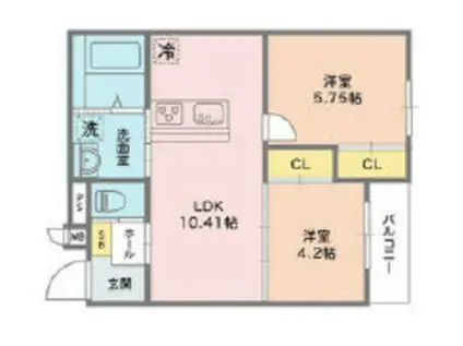 ヴェルデ大森(2LDK/3階)の間取り写真