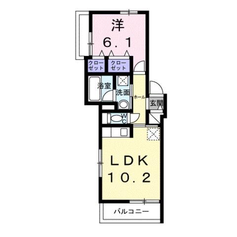 CERNE西宮(1LDK/2階)の間取り写真