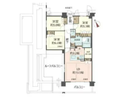 ジオ西宮テラスイースト(3LDK/8階)の間取り写真