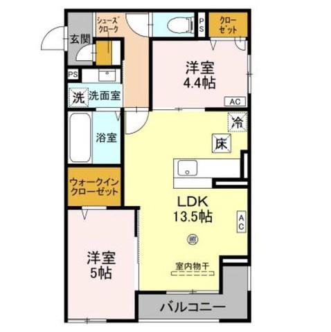 COCOONIA(2LDK/1階)の間取り写真