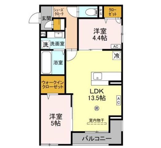 COCOONIA(2LDK/2階)の間取り写真
