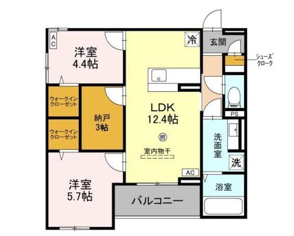 COCOONIA(2SLDK/3階)の間取り写真