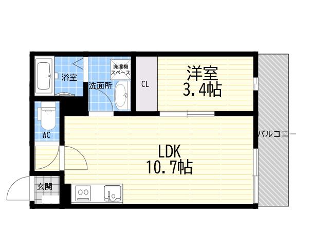 リブレメゾン東鳴尾(1LDK/2階)の間取り写真