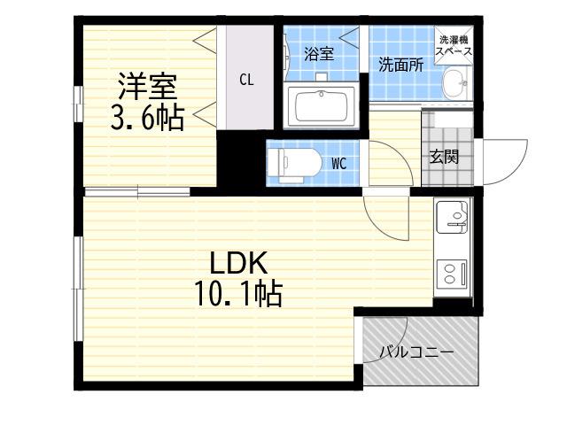 リブレメゾン東鳴尾(1LDK/1階)の間取り写真