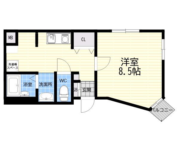 ハートワン(1K/3階)の間取り写真