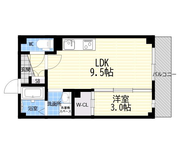 ルクス西宮北口(1LDK/1階)の間取り写真