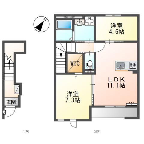 ルナテラス甲子園(2LDK/2階)の間取り写真