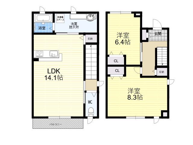 FLAT OUTZ(2LDK/1階)の間取り写真