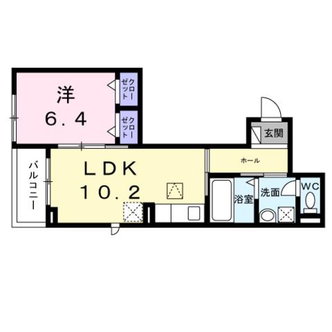 ルーチェ(1LDK/1階)の間取り写真