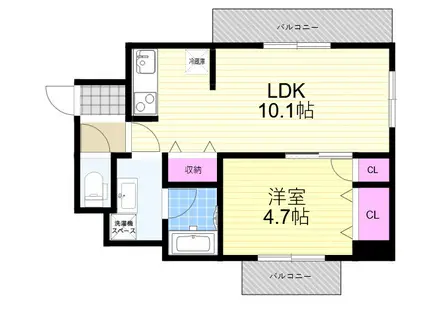 アスティオン梅田(1LDK/4階)の間取り写真