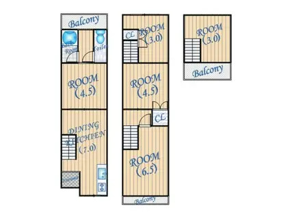 阪急神戸本線 中津駅(阪急) 徒歩3分 3階建 築54年(5DK)の間取り写真