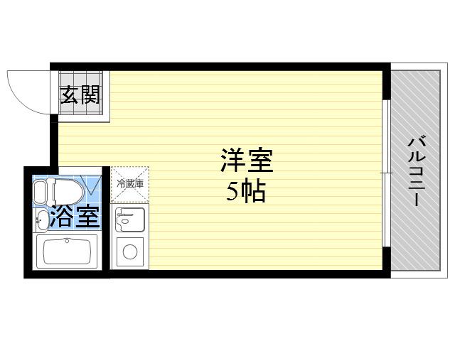 キャビン同心(ワンルーム/4階)の間取り写真