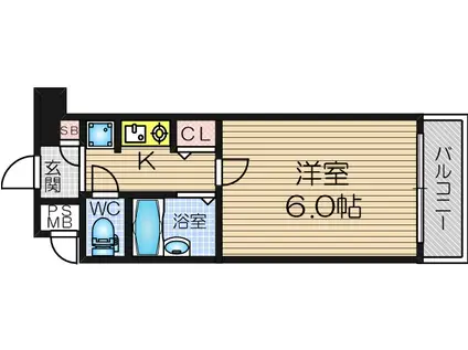 エスティライフ梅田新道(1K/7階)の間取り写真
