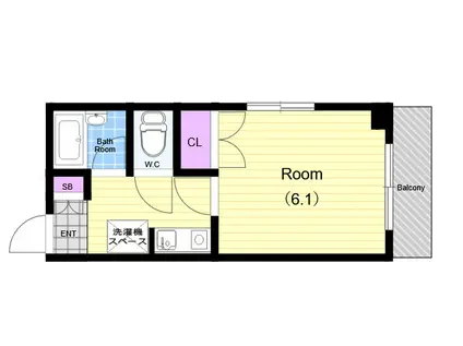 PAL中津(1K/3階)の間取り写真