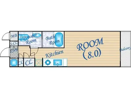 エスリード御堂筋梅田(ワンルーム/12階)の間取り写真