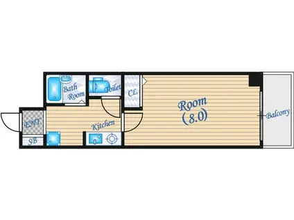 ドエル天神(1K/1階)の間取り写真