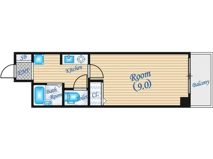 ドエル天神(1K/3階)の間取り写真