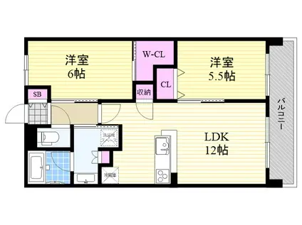 ザ・大阪レジデンス梅田(2LDK/3階)の間取り写真