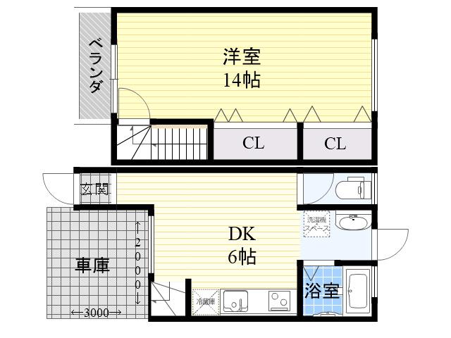 大阪市営谷町線 天神橋筋六丁目駅 徒歩5分 2階建 築39年(1DK)の間取り写真