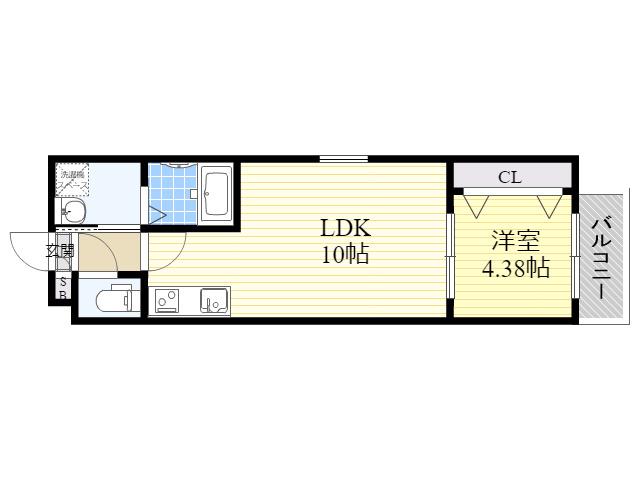 新日・梅田ノースレジデンス(1LDK/4階)の間取り写真