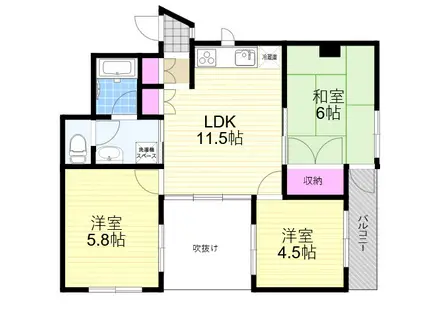 スペーシア高羽(3LDK/3階)の間取り写真