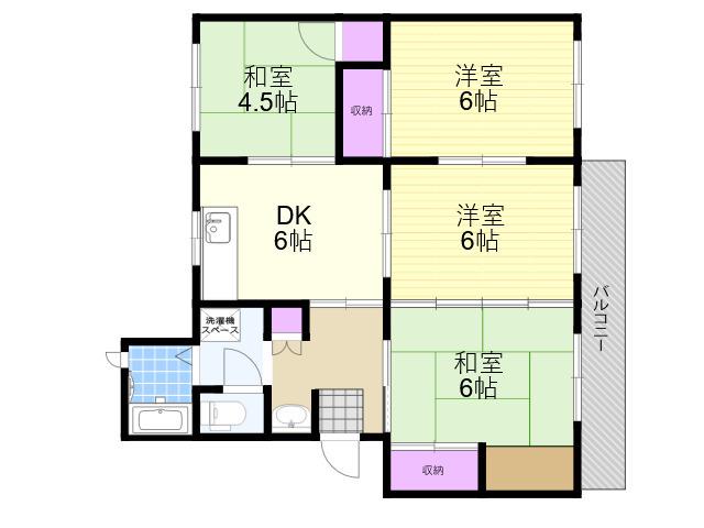 公社清和台 12号棟(4DK/1階)の間取り写真