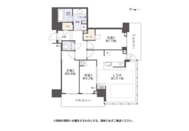 グランドメゾン新梅田タワー THE CLUB RESIDENCE(3LDK/24階)の間取り写真