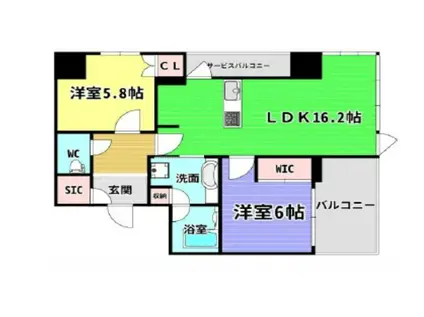 ザ・パークハウス大阪梅田タワー(2LDK/17階)の間取り写真