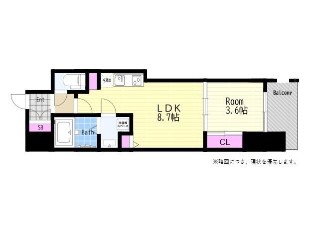 ミラージュパレス本町DEPART(1LDK/13階)の間取り写真