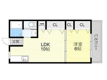 ヴィラ春日(1LDK/3階)の間取り写真