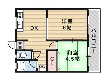 梁守マンション(2DK/1階)の間取り写真