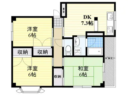 大翔ビル(3DK/3階)の間取り写真