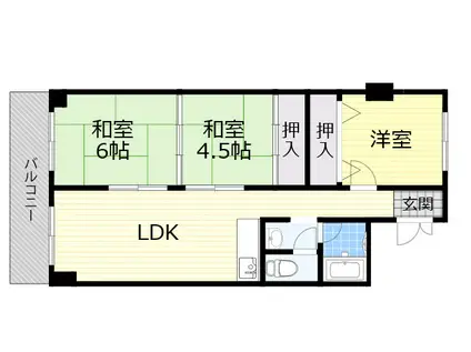 水尾グリーンタウン5号棟(3LDK/3階)の間取り写真