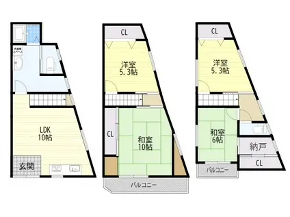 阪急京都本線 南茨木駅 徒歩12分 3階建 築31年(4LDK)の間取り写真