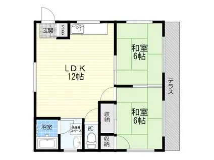 福コーポ6(2LDK/1階)の間取り写真