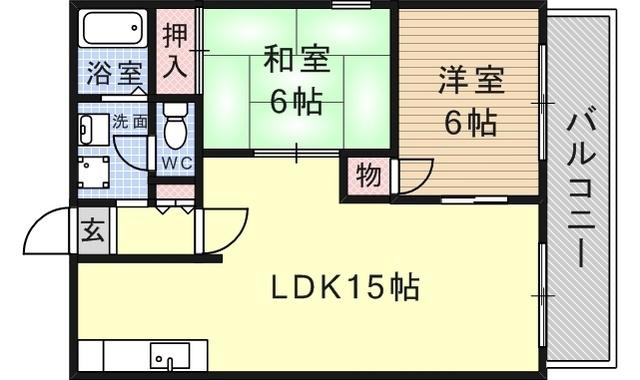 ファインハイツ園田(2LDK/2階)の間取り写真