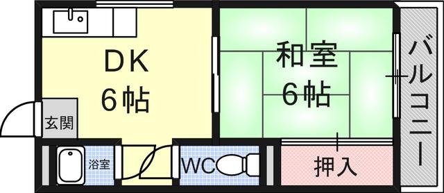東園田マンション(1DK/2階)の間取り写真