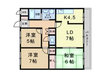 カーサエクセレント(3LDK/2階)の間取り写真