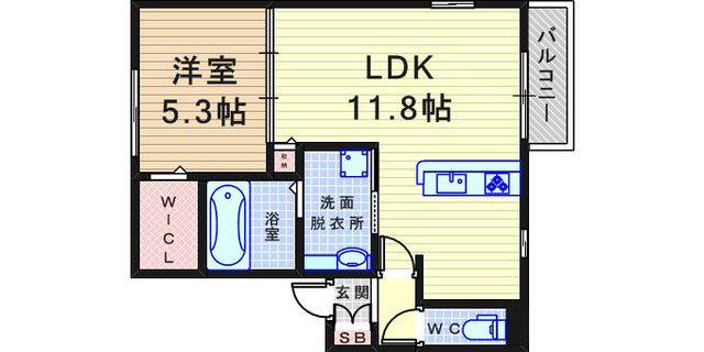 LA PORTE(1LDK/1階)の間取り写真