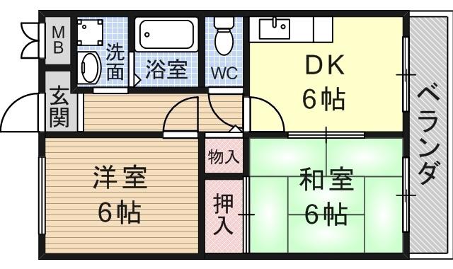 ストーク利倉(2DK/4階)の間取り写真